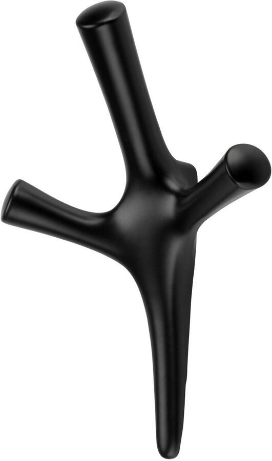 Sotech Kapstokhaak TRICORNO Hoogte: 157 x Breedte: 106 mm mat zwart moderne kapstokhaak van gegoten zink stabiele wandhaak zelfs voor zware handdoeken