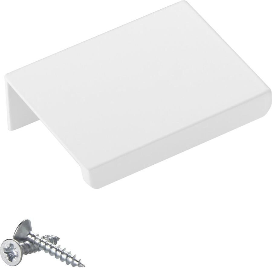 Sotech meubelgreep Blanket Jane 50 mm wit Ral 9003 BA 32 mm kastgreep voor montage aan de binnenzijde van het front incl. bevestigingsschroeven