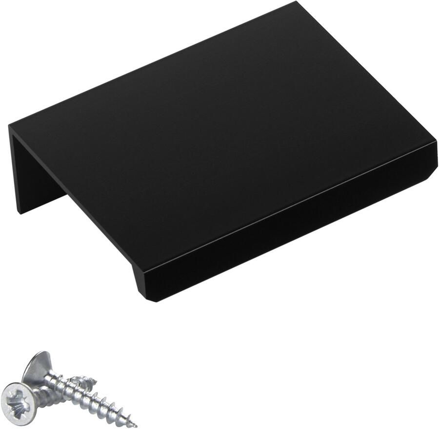 Sotech meubelgreep Blanket Jane 50 mm zwart BA 32 mm kastgreep voor montage aan de binnenzijde van het front incl. bevestigingsschroeven