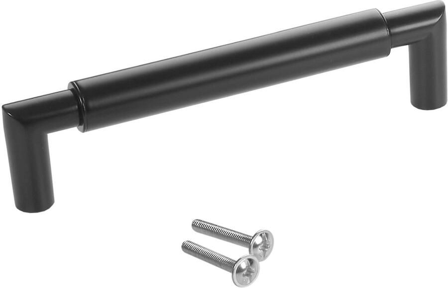 Sotech meubelgreep ladegreep E9 echt roestvrij staal zwart mat BA 128 mm Ø 16 mm met metalen sokkels