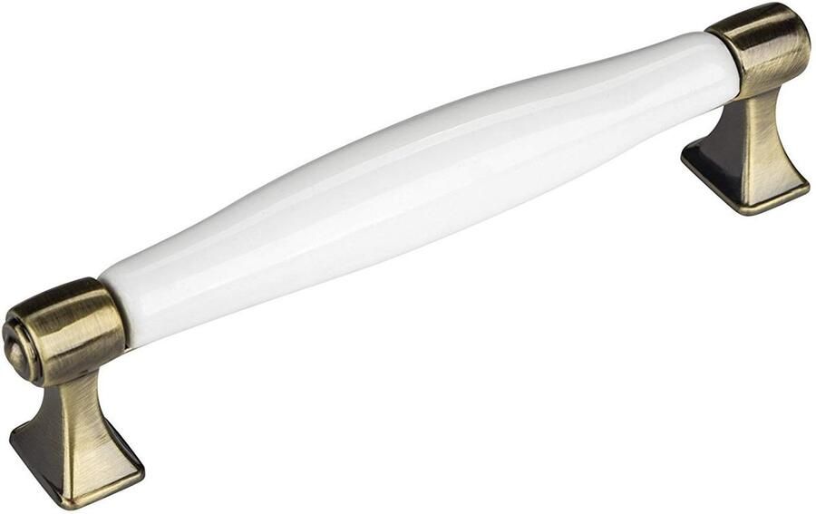 Sotech Meubelgreep MARIE Boorgatafstand 128 mm Antiek-messing-wit Porseleingreep van