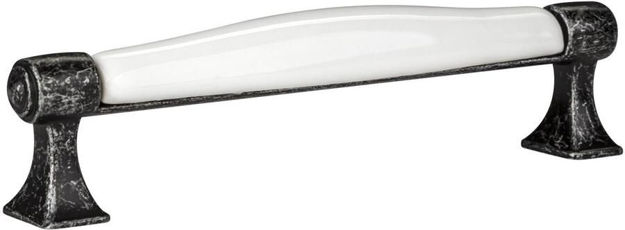 Sotech Meubelgreep MARIE Boorgatafstand 128 mm Antiek-zilver-wit Porseleingreep van