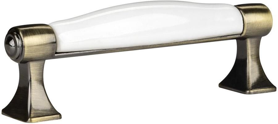 Sotech Meubelgreep MARIE Boorgatafstand 96 mm Antiek-messing-wit Porseleingreep van