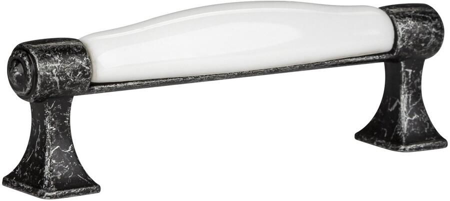Sotech Meubelgreep MARIE Boorgatafstand 96 mm Antiek-zilver-wit Porseleingreep van