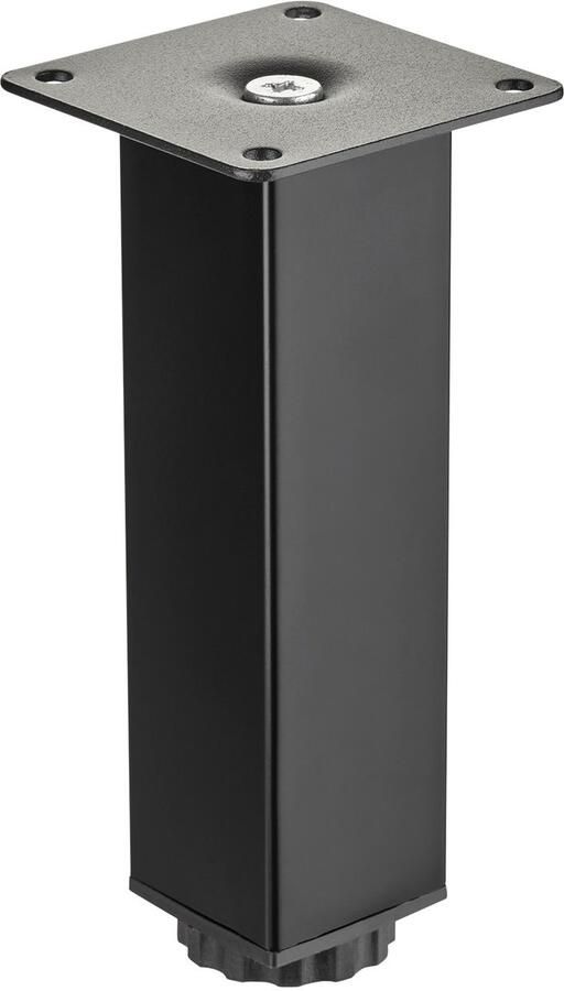 Sotech meubelpoot ZULU 38 x 38 x 150 mm zwart mat belastbaar tot 100 kg per poot van de vitrine Poot van de sokkel Kastpoot