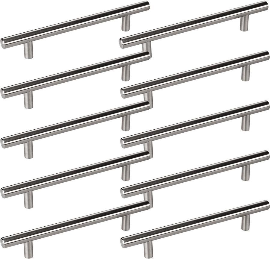 Sotech Set van 10 G10 roestvrijstalen buis meubelgrepen staafhandgreepset relaishandgrepen 128 mm middenafstand ladehandgreep