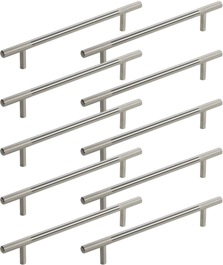 Sotech Set van 10 G23 roestvrijstalen meubelgrepen met gekartelde uiteinden staafgreep relinggreepset hartafstand 160 mm ladegreep