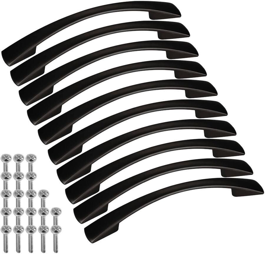 Sotech Set van 10 meubelgrepen BLACKLINE BA 128 mm mat zwart Lengte kastgreep 166 mm Breedte beugelgreep 14 mm Hoogte ladegreep 32 mm van JUNKER Design
