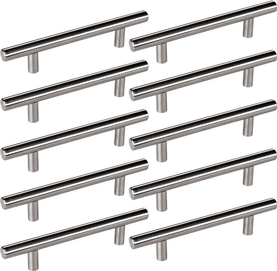 Sotech Set van 10 meubelgrepen van G10 roestvrijstalen buis 96 mm hartafstand staafhandgreepset insteekgrepen ladehandgreep