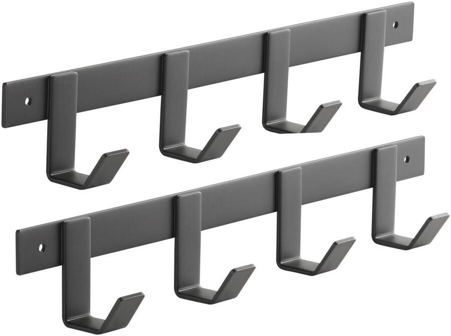 Sotech set van 2 Blackline ALBA (klein) haakrails 345 mm met 4 haken zwart gepoedercoat Wandkapstokken Kapstokhaken