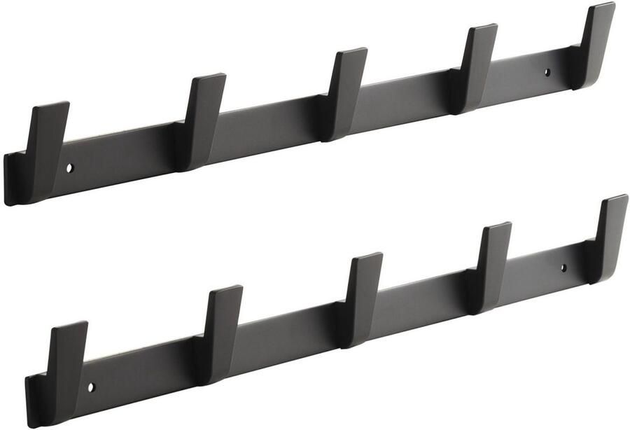 Sotech set van 2 Blackline ALBUS-haakrails 450 mm met 5 haken zwart Wandkapstokken Kapstokken