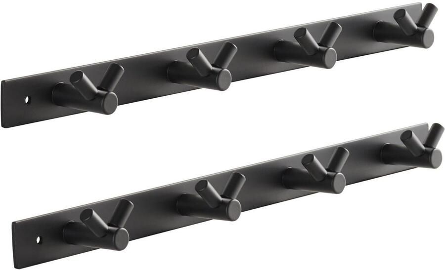 Sotech set van 2 Blackline CORA V-haakrails 345 mm met 4 haken zwart gepoedercoat garderobehaken