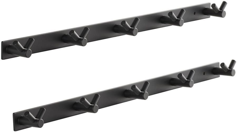 Sotech set van 2 Blackline CORA V-haakrails 450 mm met 5 haken zwart Wandkapstokken Kapstokken