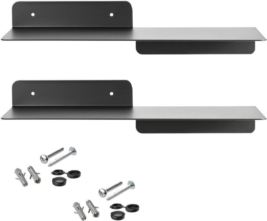 Sotech set van 2 design wandplanken HOVER-I 350 x 130 x 78 mm zwart wandhangend zwevend planchet incl. bevestigingsset modern planchet