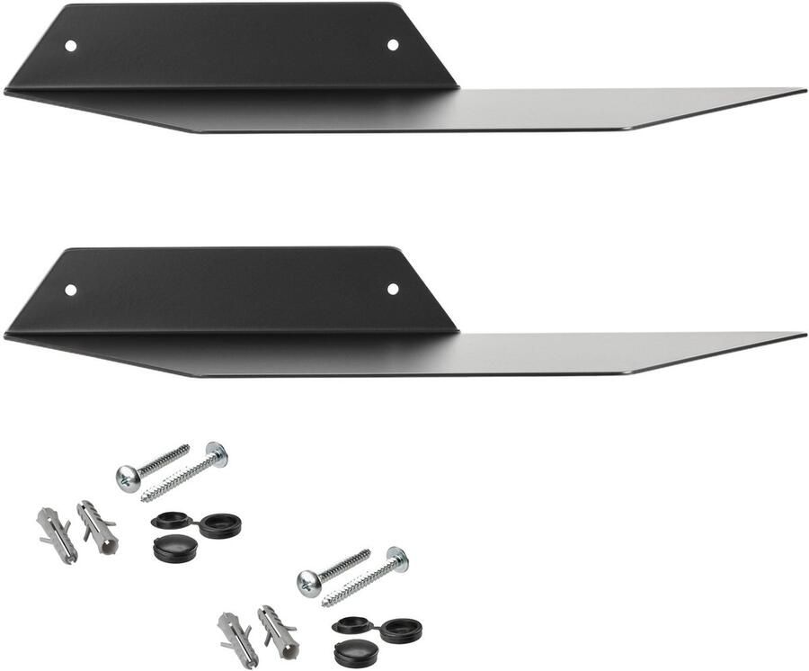 Sotech set van 2 design wandplanken HOVER-II 350 x 130 x 40 mm zwart wandbevestiging boekenplank incl. bevestigingsset moderne plank