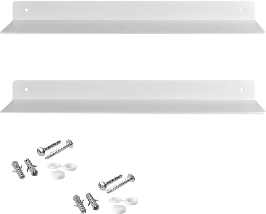 Sotech set van 2 design wandplanken HOVER-III 350 x 130 x 30 mm wit wandbevestiging wandplank incl. bevestigingsset moderne plank