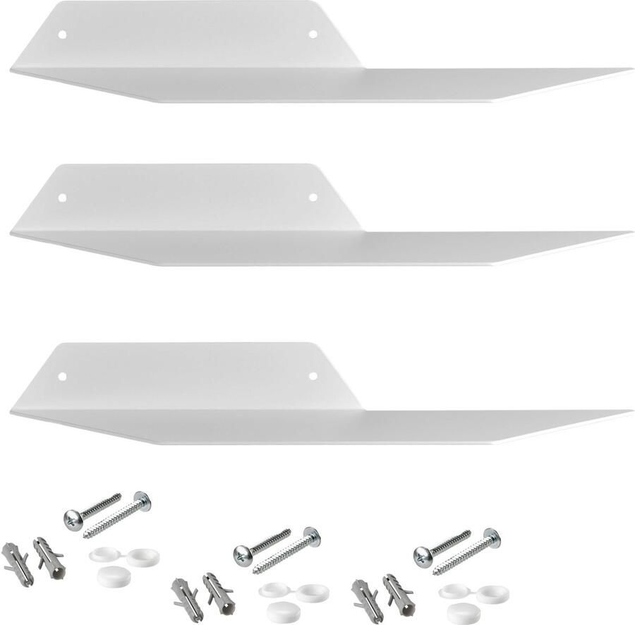 Sotech set van 3 design zweefplanken HOVER-II 350 x 130 x 40 mm wit wandhangend boekenplank incl. bevestigingsset moderne wandplank voor badkamer keuken of woonkamer