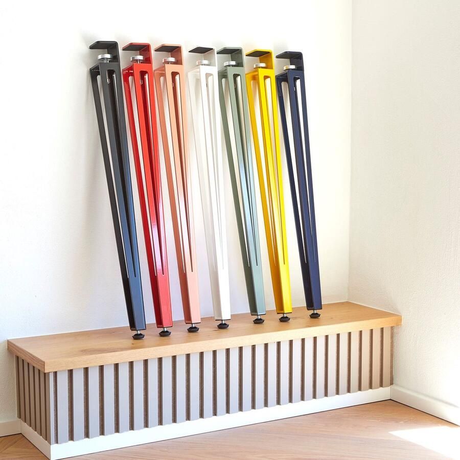 Sotech Set van 4 F-vormige tafelpoten hoogte 745 mm grijs conisch verstelbaar 70-40 mm met klemschroeven (zonder boren) voor keukentafel eettafel kantoortafel