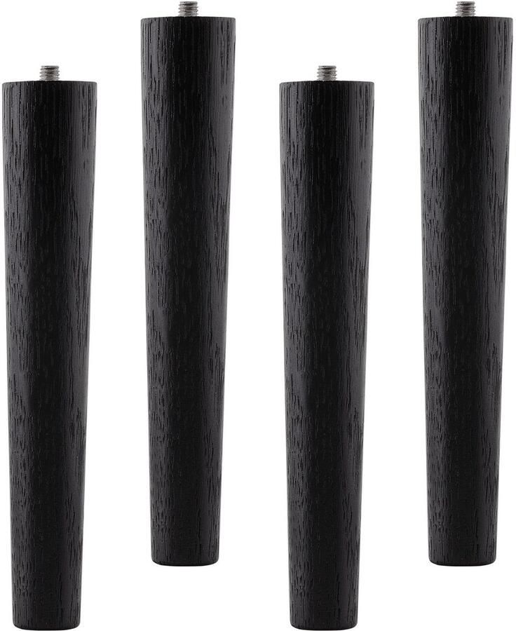 Sotech Set van 4 meubelpoten eiken zwart H 200 mm conisch Ø 35 25 mm met stelschroef M8 van