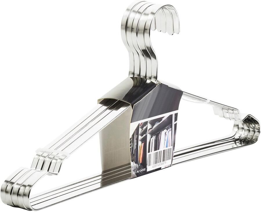 Sotech set van 5 design kledinghangers geborsteld roestvrij staal (SS201) 450 x 193 mm vlak profiel: 8 x 2 5 mm met antislipgroef kledinghangers voor kledingkasten en kapstokken