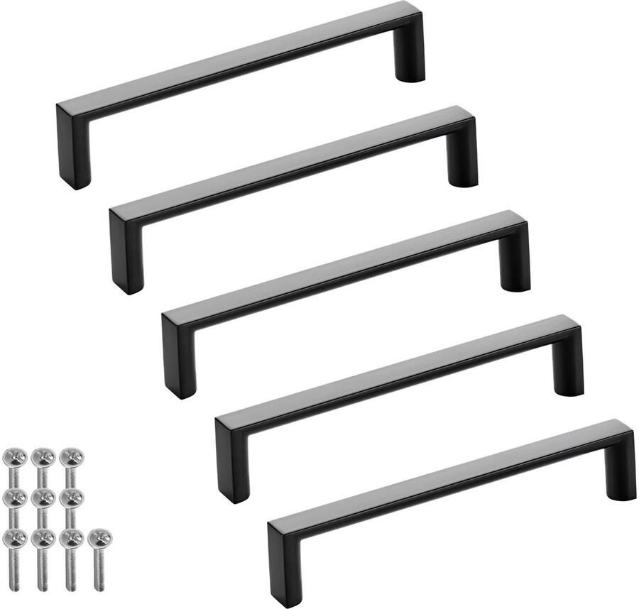 Sotech set van 5 meubelgrepen BLACKLINE XI BA 128 mm mat zwart (lengte 135 mm breedte 12 mm hoogte 27 mm) design aluminium ladegreep