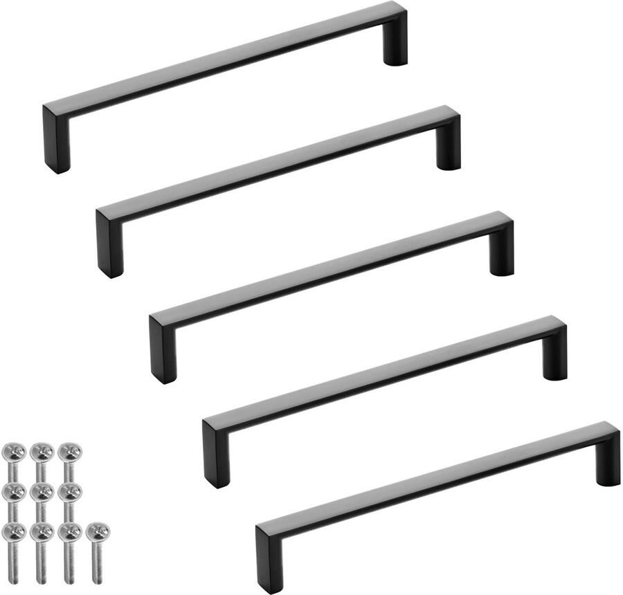 Sotech set van 5 meubelgrepen BLACKLINE XI BA 160 mm mat zwart (lengte 167 mm breedte 12 mm hoogte 27 mm) design aluminium keukengreep