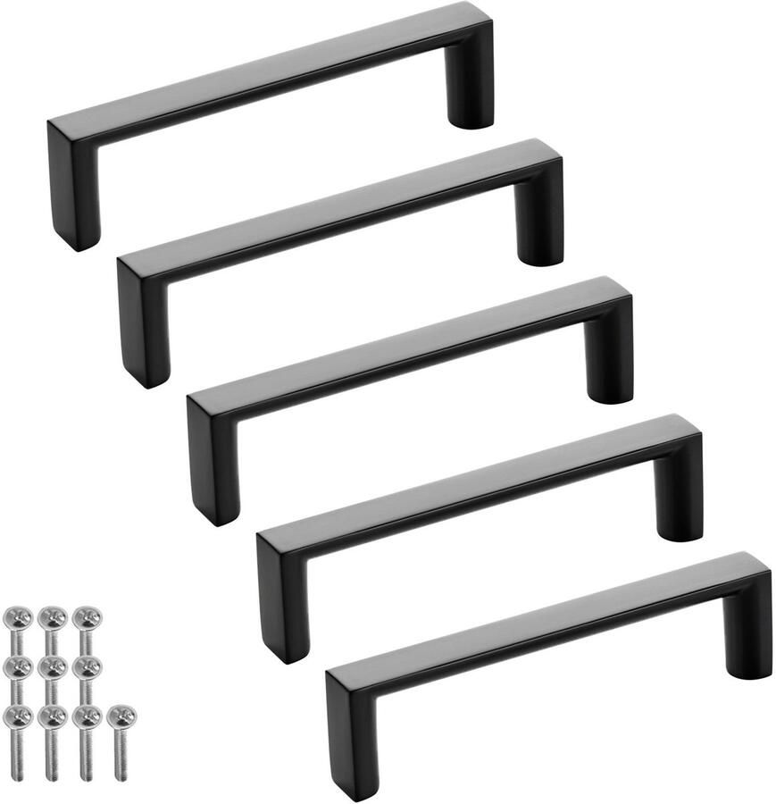 Sotech set van 5 meubelgrepen BLACKLINE XI BA 96 mm mat zwart (lengte 103 mm breedte 12 mm hoogte 27 mm) design aluminium ladegreep