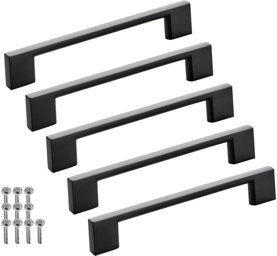 Sotech set van 5 meubelgrepen BLACKLINE XII BA 128 mm zwart mat aluminium (lengte 155 mm breedte 9 mm hoogte 28 mm) design ladegrepen