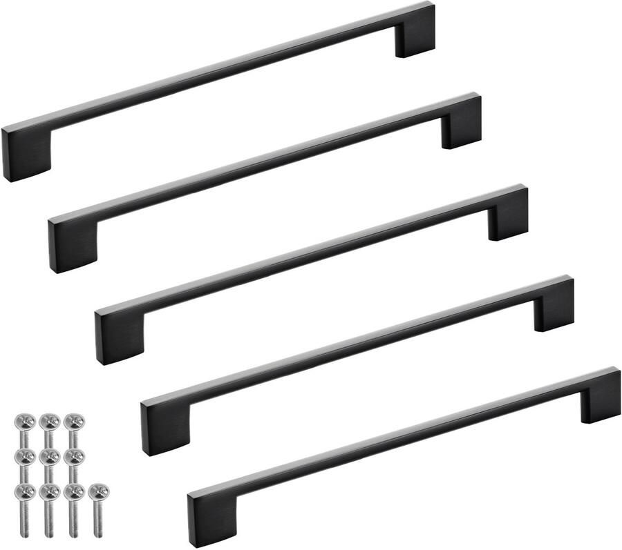 Sotech set van 5 meubelgrepen BLACKLINE XII BA 224 mm zwart mat aluminium (lengte 256 mm breedte 9 mm hoogte 28 mm) design handgrepen