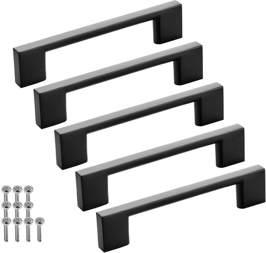 Sotech set van 5 meubelgrepen BLACKLINE XII BA 96 mm zwart mat aluminium (lengte 121 mm breedte 9 mm hoogte 28 mm) design ladegrepen