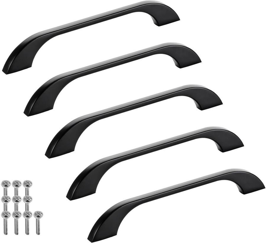 Sotech set van 5 meubelgrepen BLACKLINE XIII BA 128 mm mat zwart (lengte 167 mm breedte 10 mm hoogte 25 mm) design aluminium ladegrepen