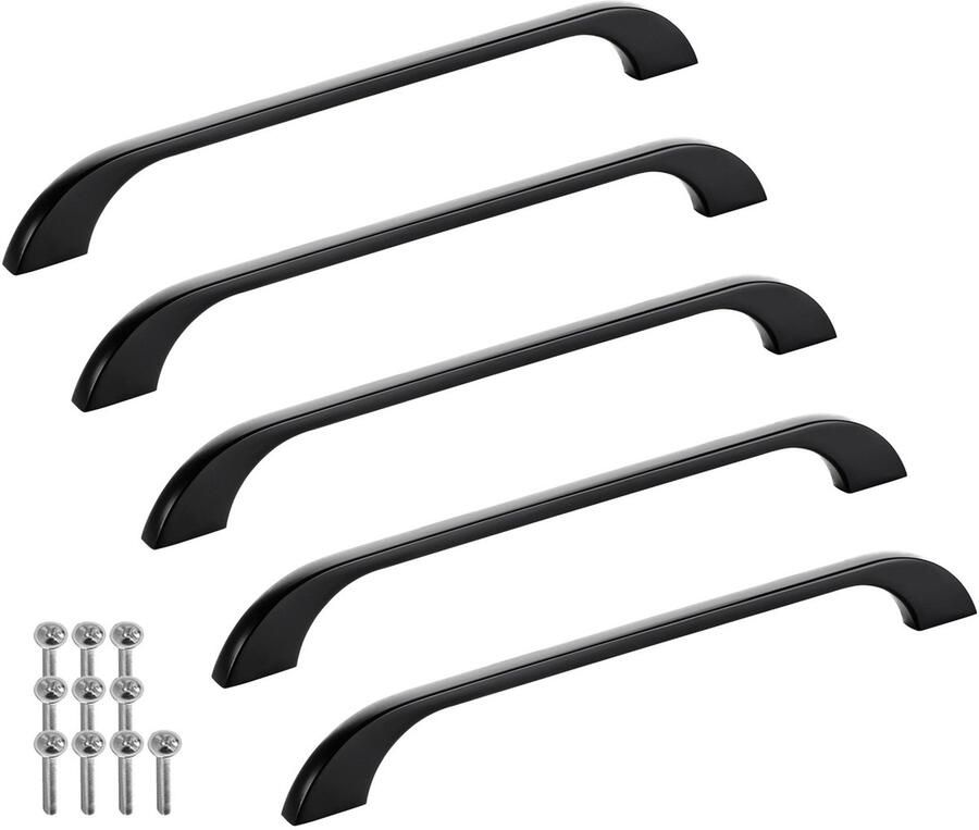 Sotech set van 5 meubelgrepen BLACKLINE XIII BA 192 mm mat zwart (lengte 231 mm breedte 10 mm hoogte 27 mm) design aluminium vitrinegrepen