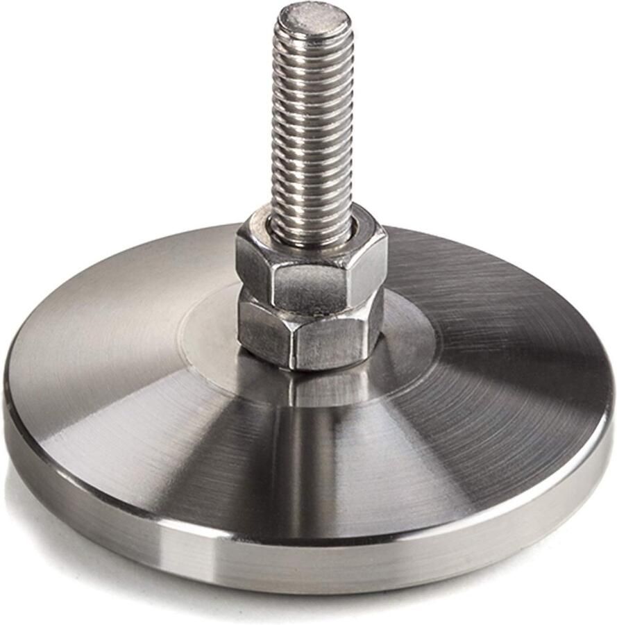 Sotech Stelschroef M8 x 30 mm Ø 58 mm echt roestvrij staal (SS201) in hoogte verstelbaar met rubberen voet Meubelvoeten Stelvoeten Voetvoeten Meubelstelschroef van