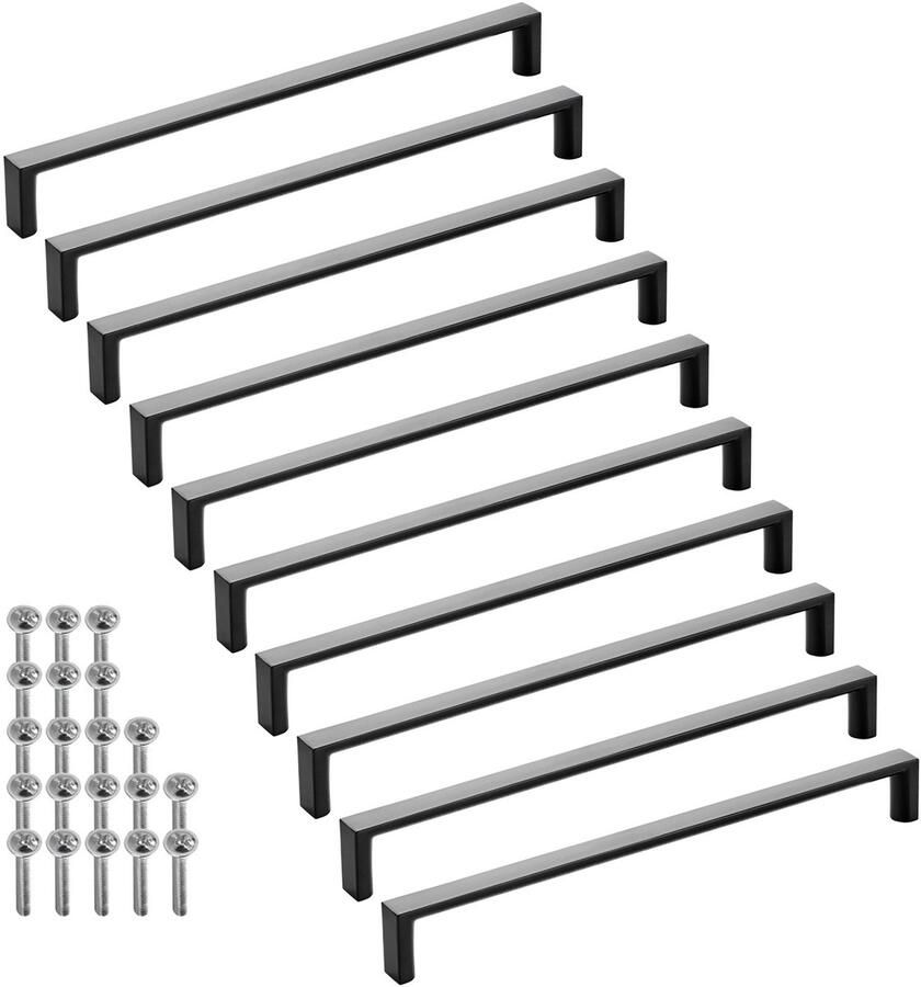 Sotech verpakking van 10 meubelgrepen BLACKLINE XI BA 224 mm mat zwart (lengte 231 mm breedte 12 mm hoogte 27 mm) aluminium handgrepen