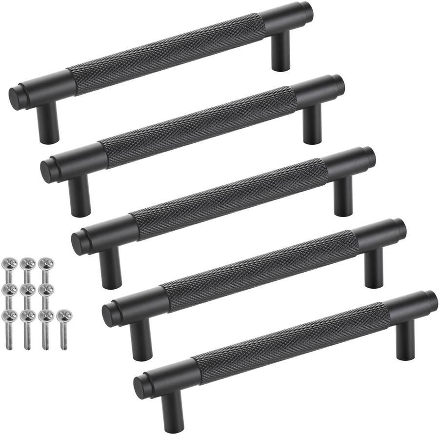 Sotech verpakking van 5 meubelgrepen BLACKLINE VIII BA 128 mm mat zwart (lengte 160 mm diameter 14 mm hoogte 35 mm) design ladegreep van aluminium