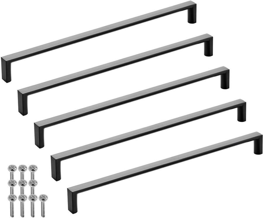 Sotech verpakking van 5 meubelgrepen BLACKLINE XI BA 256 mm mat zwart (lengte 263 mm breedte 12 mm hoogte 27 mm) design aluminium kastdeurgreep