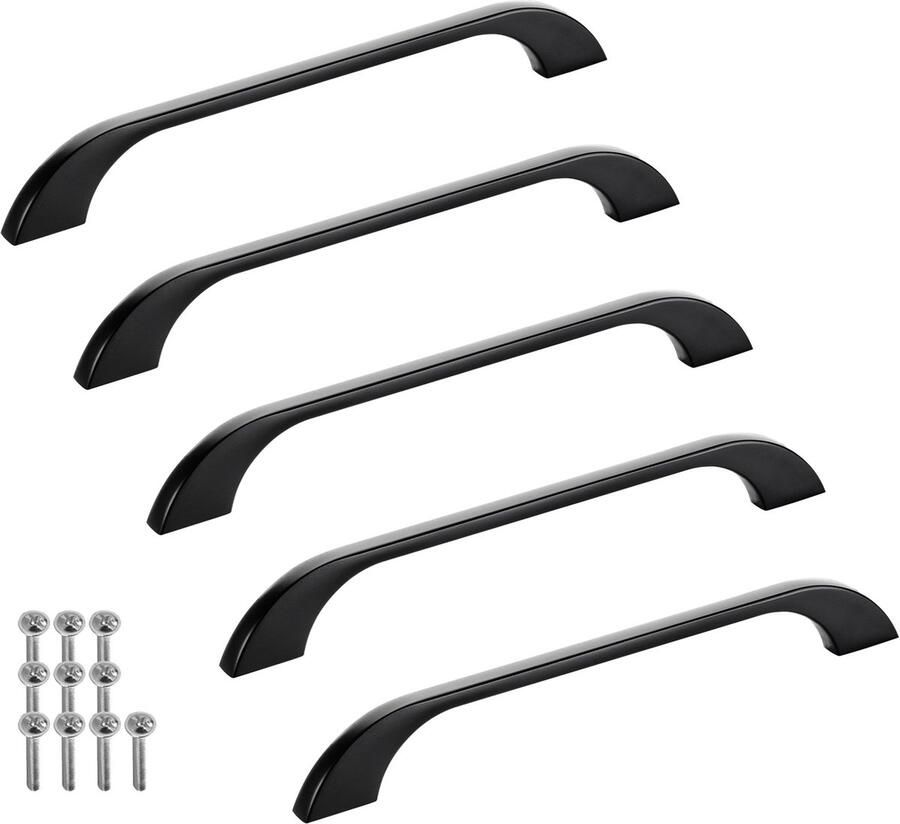 Sotech verpakking van 5 meubelgrepen BLACKLINE XIII BA 160 mm mat zwart (lengte 198 mm breedte 10 mm hoogte 26 mm) design aluminium keukengrepen