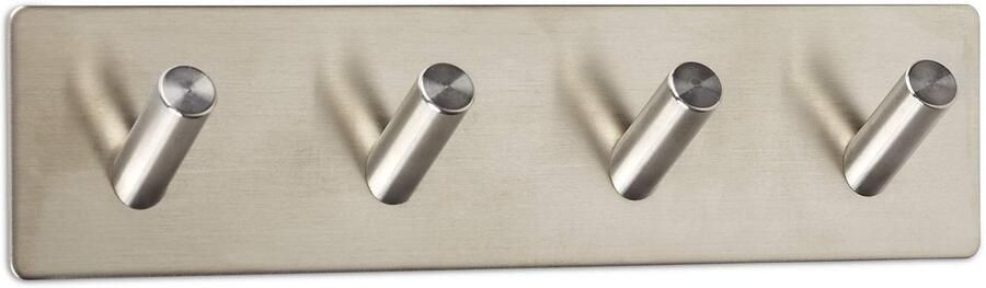 Sotech Wandhaak ADRA met 4 haken (wandgarderobe) 180 x 45 x 29 mm zelfklevend 3M RVS roestvrij voor keuken & badkamer Garderobenhaken van