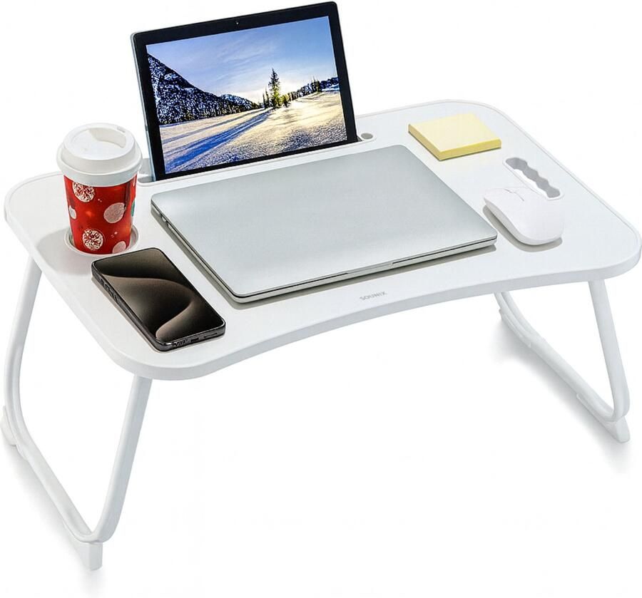 Sounix Bedtafel Laptoptafel Inklapbaar Banktafel Ontbijttafeltje Wit