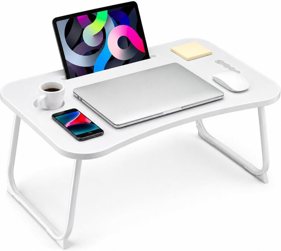 Sounix Bedtafel Laptoptafel Inklapbaar Banktafel Ontbijttafeltje Wit - Foto 2