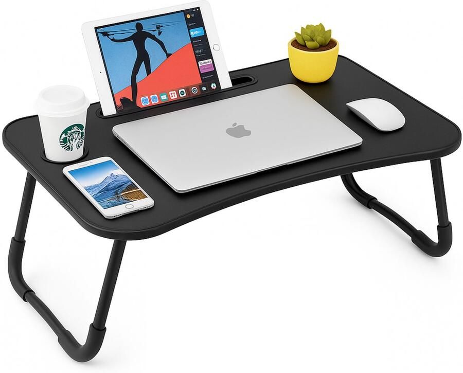 Sounix Bedtafel Laptoptafel Inklapbaar Banktafel Ontbijttafeltje Zwart - Foto 2