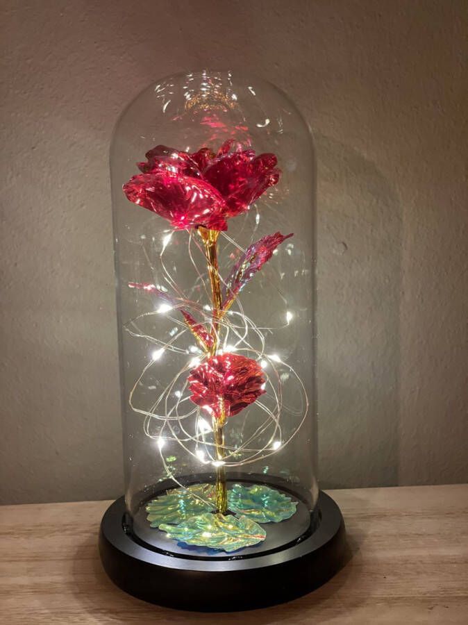 Souvenirsutrecht Galaxy Rose Lamp Rood Met Kleurrijke Led Rozenbloemen In Glazen Batterij Aangedreven Geschenken Voor Vrouwen Huwelijk Valentijn cadeautje Roos