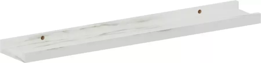 Spaceo fotolijstplank hout wit marmereffect B.60 x H.3 x D.10 cm wandplank lijsthouder plank