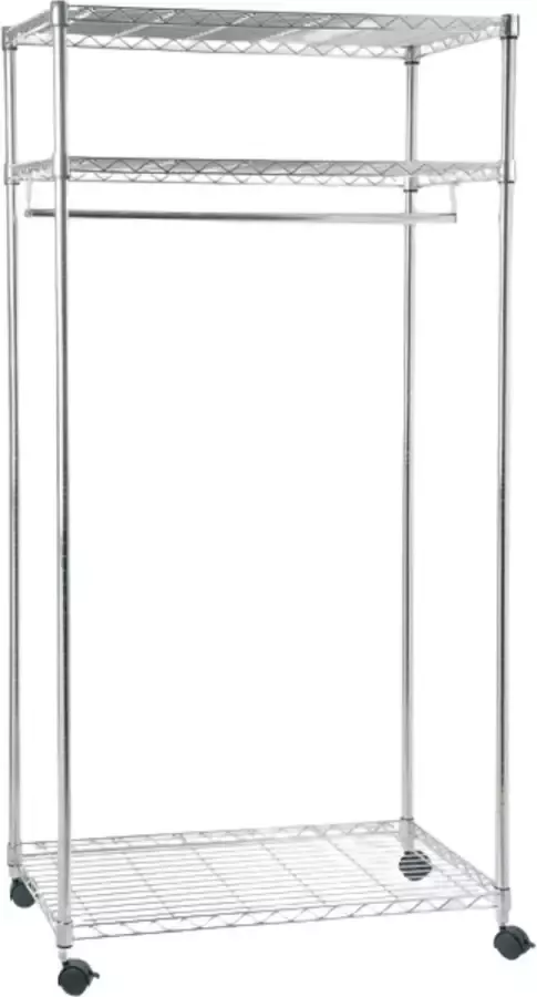 Spaceo kledingrek met plank CHROMESTYLE staal 91x46x175cm 65 kg max