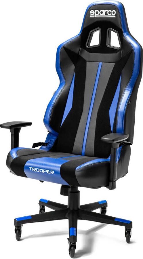SPARCO Trooper Gaming Office Bureaustoel Gamestoel Ergonomisch Verstelbaar F1 bureaustoel Zwart Blauw