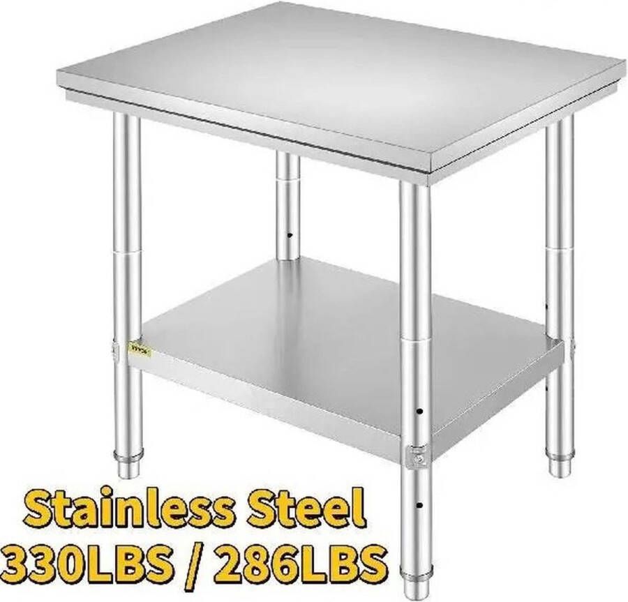 Sparkles & Delight Keuken werktafel RVS keuken werkblad horeca keuken tafel 80 x 60 x 90 cm