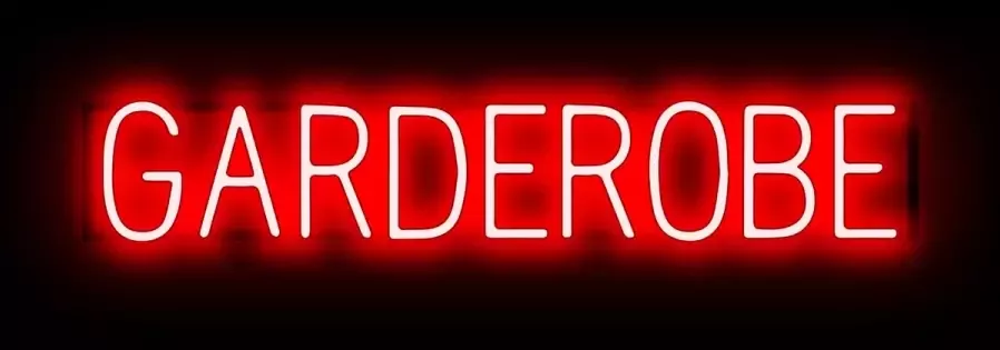 SpellBrite GARDEROBE Reclamebord Neon LED bord verlichting 89 1 x 16 cm rood 6 Dimstanden 8 Lichtanimaties