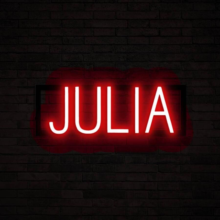 SpellBrite JULIA Neon LED Lamp Kinderkamer 43 37 x 16 cm 6 Dimstanden & 8 Lichtanimaties Naamlamp Wandlamp Neon Verlichting