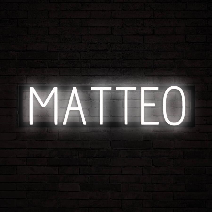 SpellBrite MATTEO Neon LED Lamp Kinderkamer 64 5 x 16 cm 6 Dimstanden & 8 Lichtanimaties Naamlamp Wandlamp Neon Verlichting