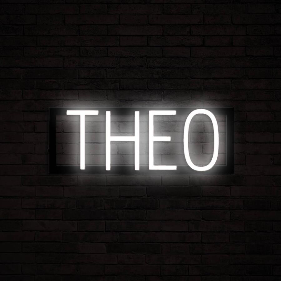 SpellBrite THEO Neon LED Lamp Kinderkamer 42 38 x 16 cm 6 Dimstanden & 8 Lichtanimaties Naamlamp Wandlamp Neon Verlichting